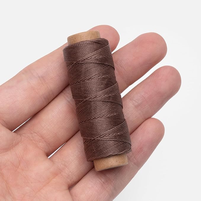 WUTA Leather Waxed Thread Round Polyester Sewing Threads with 12 Pcs Needles and Storage Bag Leather Craft Hand Stitching Line DIY Bracelet Thread Repair Work Cord (0.55mm
