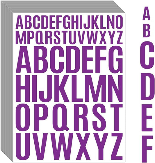 Bemeol Letter Stickers 1560 Pieces 30 Sheets Stick on Vinyl Letters Capital Alphabet Sticker Letter for Craft Bulletin Boards Classroom Home Business Decor(Purple,1 Inch,2 Inch)