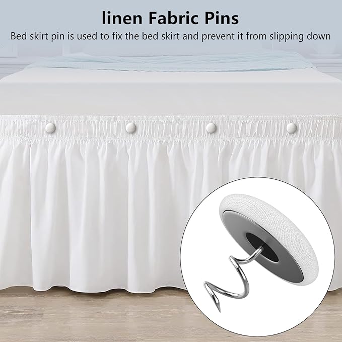 12 Colors Fabric Covered Button Twist Pins Dust Ruffle Pins- for Sofa，Upholstery，Armchair Caddies, Armrest Covers,Bed Skirts, Slipcovers, Headliners (Rice White, 12)