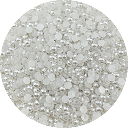 3000pcs 6mm Half Pearls for Crafts Flatback Round Half Pearl Beads for Jewelry Making Nail Art Scrapbook Craft Wedding Dress Decoration(White)