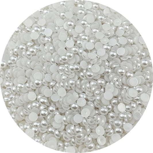 3000pcs 6mm Half Pearls for Crafts Flatback Round Half Pearl Beads for Jewelry Making Nail Art Scrapbook Craft Wedding Dress Decoration(White)