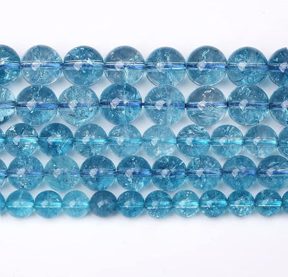 180pcs 4mm Blue Topaz Crystal Quartz Natural Stone Round Loose Beads for Jewelry Making DIY Bracelet Necklace Earrings 32" 2 Strands