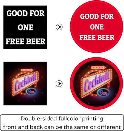 500 Personalized Plastic Chips, Custom Poker Chip, Print Your Logo Image or Text, Good for Golf Ball Markers, Challenge Coins, Business Cards, Drink Tokens