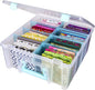 ArtBin 6990SA Super Satchel Double Deep Compartment Box - Art Storage with 8 Removable Compartments, Smart Closure for Craft Supplies (Clear & Aqua- Pack of 1)