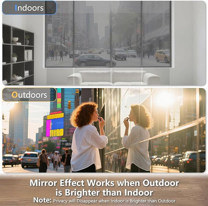 LEMON CLOUD One Way Window Privacy Film See Out Not in Reflective Mirror UV Window Cling Sun Blocking Heat Control Glare Control with Tools,35.4 Inch x 157.4 Inch