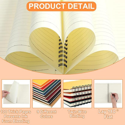 Yahenda Spiral Notebook Bulk A5 College Ruled Journals Notebooks Lined 8.3 x 5.5 Inch Note Books Composition Writing Thick Paper Notebook for Office Business School Gifts Supplies(Assorted Color, 54
