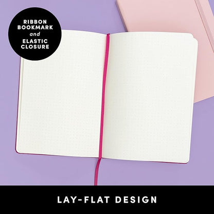 PAPERAGE Dotted Journal Notebook, (Raspberry), 160 Pages, Medium 5.6 in x 8 in - 100 GSM Thick Paper – Hardcover Journaling Notebook for Work, School & Bullet Journaling