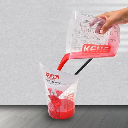 15 PACK Paint Mixing Cups by KEHE REFINISH,64 oz (1900ml),Disposable or Reusable Plastic Measuring Cups with Lids for Liquids, Paints, Resin, Epoxy, Art,Ratios 1:1,2:1, 3:1, 4:1,5:1,6:1,7:1,8:1