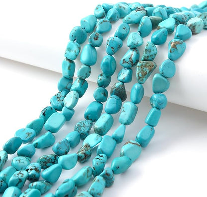 Green Turquoise Pebble Nugget Oval Free Tumbled Stone 6-8mm Natural Gemstone Loose Beads Approx 15.5 inch for DIY Jewelry Making