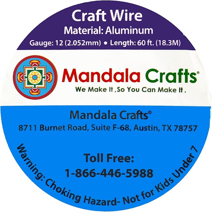 Mandala Crafts 12 Gauge Anodized Aluminum Craft Wire for Jewelry Making - 60 FT Colored Flexible Orange Wire - Bendable for Bonsai Armature Crafting Sculpting