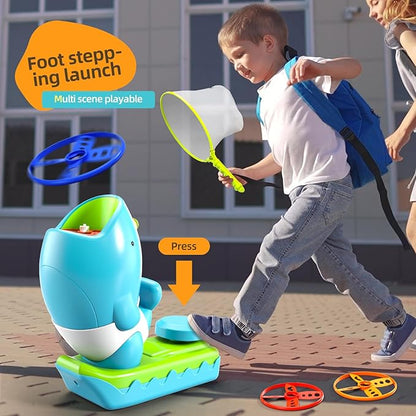 15 PCS Flying Disc Launcher Outdoor Indoor Game Toys Gifts for 3 4 5 6 7 Year Old Boys Kids, Outdoor Outside Game Toys for Boys Girls Ages 3-5 4-8, Ideal 3 4 5 6 Year Old Birthday Gifts