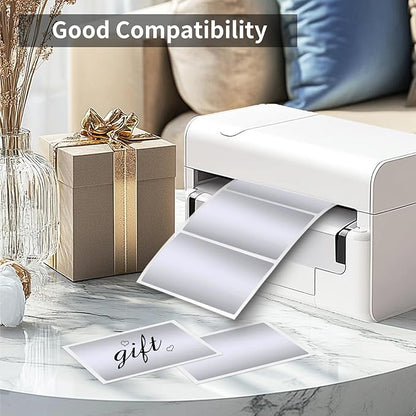 2" x 3" Silver Thermal Label Stickers,Waterproof Thermal Printer Sticker Labels for Gift Wrapping, Self-Adhesive Name Price Tag DIY Custom Logo Design (280 pcs,Silver)
