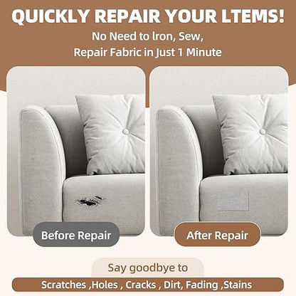 Fabric Repair Patch, Fabric Large Repair Tape, Self-Adhesive Patches for Furniture, Sofa, Car Interior, Shoes, Hand Bag, Clothing (Beige, 3.5X79 Inch)
