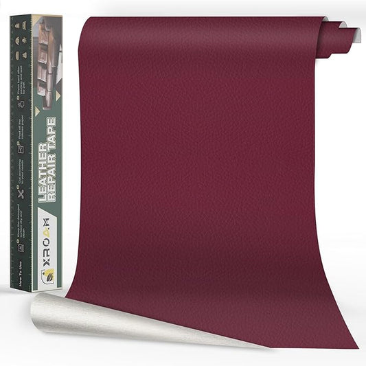 Leather Repair Tape, 16x79 inch Leather Patches for Furniture, Self Adhesive Leather Repair Patch for Sofas, Couches, Leather Covers, Seats, Chairs, Vinyl Repair Tape Wine Red