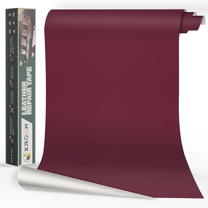 Leather Repair Tape, 23.6x79 inch Leather Patches for Furniture, Self Adhesive Leather Repair Patch for Sofas, Couches, Leather Covers, Seats, Chairs, Vinyl Repair Tape Wine Red