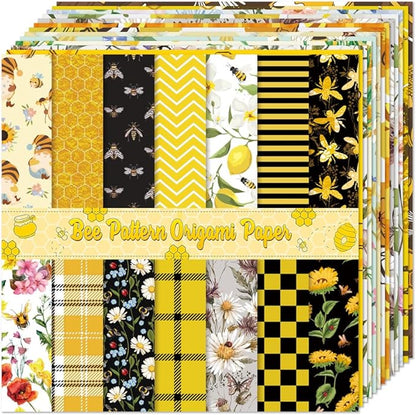 Square Origami Paper 6x6 Double Sided 50 Sheets 50 Colors 70GSM Origami Kit Japanese Chiyo Easy Fold Arts Crafts DIY Handwork Beginner Bee