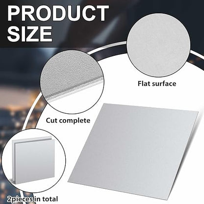 Hicarer 2 Pcs Mild Steel Sheet Cold Rolled 18 Gauge Metal Plate Weldable Metal Sheets for Professional Industrial DIY Use, Clean Surface Easy to Weld (6'' X 6'')