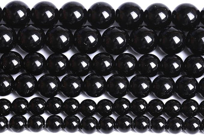 Natural Black Agates Onyx Stone Beads Smooth Round Loose Spacer Beads for Jewelry Making DIY Bracelets 12mm 34pcs 15"(Black Agate, 12mm)
