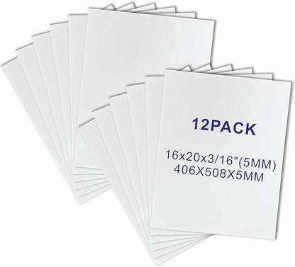 12 Pack Foam Core Board, ZJCEASER 16 x 20 White Poster Board, 3/16" Thickness Sign Board Craft Foam Sheet for Signboards, School Projects, University Displays, College Events, Arts & Crafts, Framing
