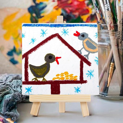 24 Pcs 5 Inch Mini Wood Display Easel, Small Wooden Easel Stand Art Craft Painting Triangle Stand Canvas Holder for Card Artist Photos Tabletop