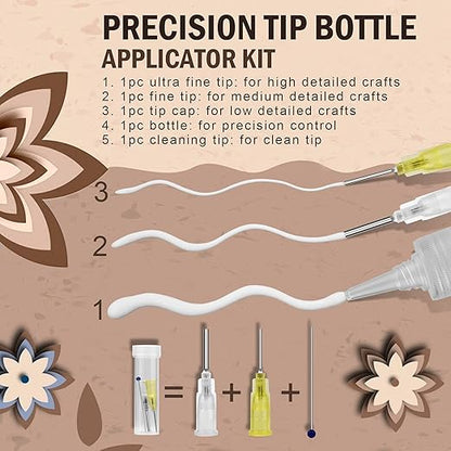 OBSEDE Clear Craft Glue for Crafts, Bundle with 50ml Precision Bottle, 2 Metal Needle Tips, Applicator Cap, and Cleaning Pin (6 Items) - Dries Clear for Paper Crafting Scrapbooking and Card Making