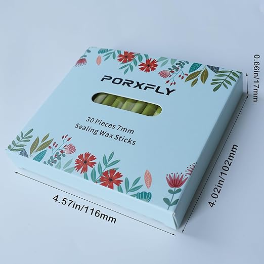 30 Pieces 7mm Sealing Wax Sticks for Glue Gun,PORXFLY Mini Wax Seal Sticks Great for Seals Stamp,Cards Envelopes,Wedding Invitations,Gift Wrapping,Wine Packages (Light Green)
