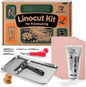 Linoleum Blocks for Printmaking, Stamp Carving Linocut Kit, Linocut Tools Block Screen Printing Kit with Cutters Carving Tools, Linocut Block, Printing Ink, Brayer Roller, Baren for Beginners DIY Gift