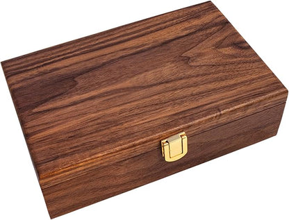 Alex Cramer The Nines Double 9 Domino Set. American-Made Solid Walnut Case Holds Our 55-Piece Set of Dominoes (Double Nine Domino Set for Adults)