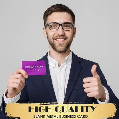 weparmeety 100 Pcs Metal Engraving Blanks Aluminum Sheet Laser Engraving Business Card Multipurpose Engraving DIY Gift Cards 86 x 54 x 0.21 mm (Purple)