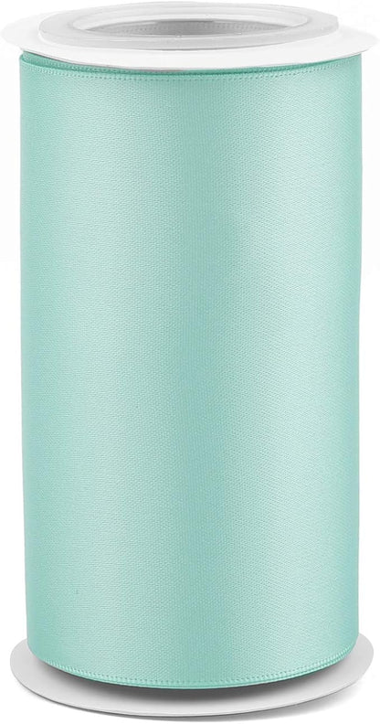 Humphrey's Craft 4 Inch Blue Double Faced Satin Ribbon - 5 Yards Variety of Color for Crafts Gift Wrapping Cutting Ceremony Decoration Sewing Chair Sash Wedding Dining Tables.