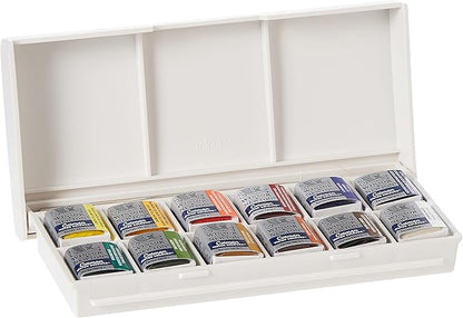 Winsor & Newton Cotman Watercolor Paint Set, Sketchers' Pocket Set, 12 Half Pan w/ Brush