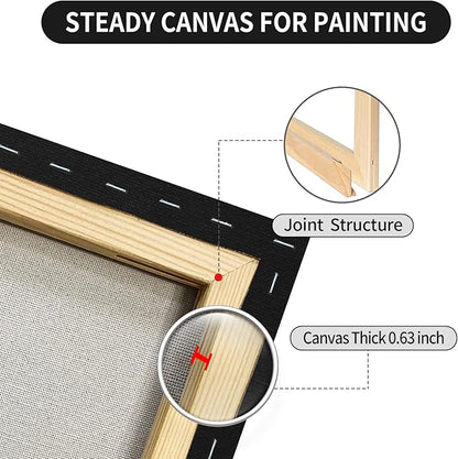 Black White Stretched Canvases for Painting Multi-Pack 3-Ea of11x14 8x10 5x7 Blank Painting Canvas 10OZ Gesso Fivefold Primed 100% Cotton Art Supplies for Acrylic Pouring Oil Paint Watercolor Tempera