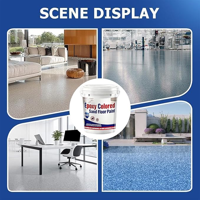 Epoxy Colored Sand Floor Paint, Epoxy Floor Paint for Concrete, High Gloss Marble Effect Coating, Waterproof Non-Slip Concrete Paints, Suitable for Indoor/Outdoor Use (Green,160 oz/5 kg)