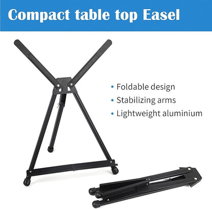 Falling in Art Aluminum 15" to 21" Tabletop Easel Display, Black Tripod with Rubber Feet, Holds Canvas, Paintings, Books, Photos, Signs (4 Pack)