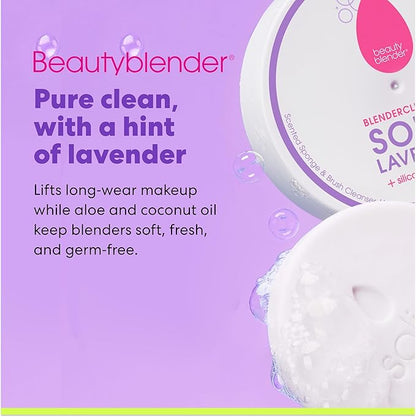 Beautyblender Blendercleanser Tool Scrub Solid Cleanser – Lavender Scented Makeup Sponge & Brush Cleansing Bar – Hand, Sponge, and Brush Cleanser, Removes Makeup & Buildup, Travel-Friendly, 1 oz