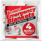 Emergency Blanket 4-Pack Space Mylar Blankets Survival Gear and Supplies Reusable Thermal Camping Hunting Essentials First Aid Car Emergency Kit Prepper Bug Out Bag Foil Warm Cat Cold Snow Winter