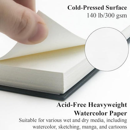 Watercolor Sketchbook 10"x12", 32 Sheets (64 Pages) Water Color Paper, 140lb/300gsm Watercolor Paper, Spiral Hardcover Watercolor Notebook for Painting, Water Color Sketch Books for Teens & Adults.