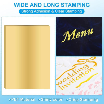 PATIKIL 11.7x8.3" Hot Stamping Foil Paper Sheet, 20 Sheets A4 Heat Transfer Hot Stamping Paper Foil for Leather DIY Logo Decor Craft Gift Package Scrapbook Card, Light Gold