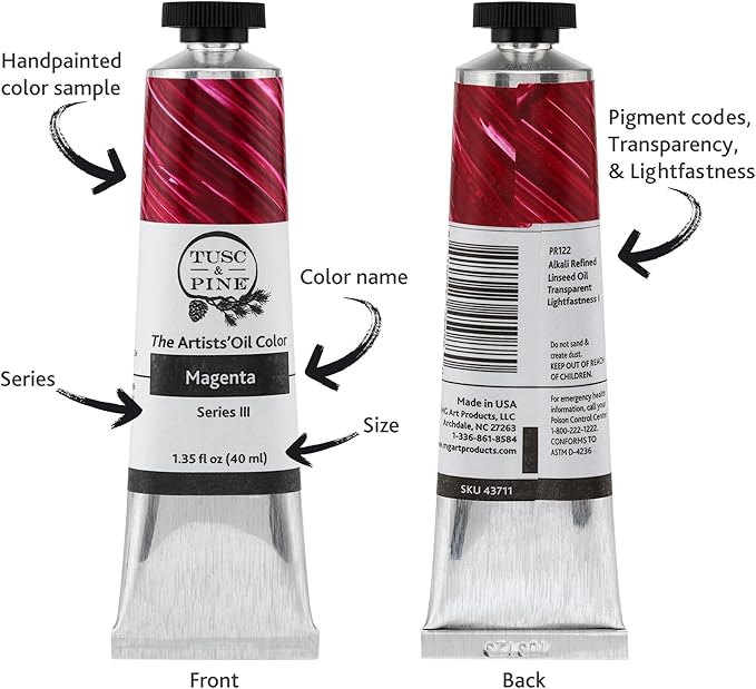 Tusc & Pine Artist Oil Paint - Neutral Gray 3, 40 ml, Non-Yellowing, Rich & Creamy Consistency, Maximum Pigment Load, Small Batch Milled Oil Paints Made in the USA for Professional Artists