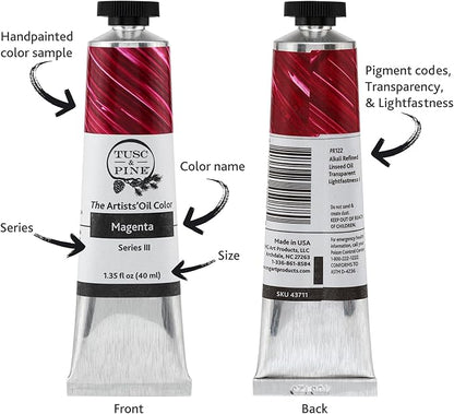 Tusc & Pine Artist Oil Paint - Permanent Yellow Deep, 40 ml, Non-Yellowing, Rich & Creamy Consistency, Maximum Pigment Load, Small Batch Milled Oil Paints Made in the USA for Professional Artists