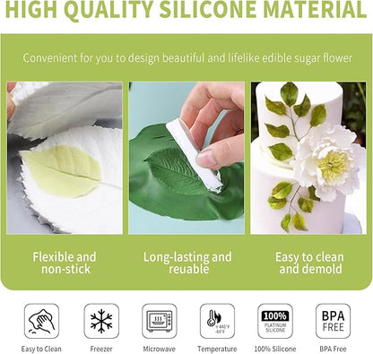 KALAIEN Leaf Petal Veiner Gum Paste Mold Sugar Craft Tools Rose Flower Leaf Vein Double Veiners Mold