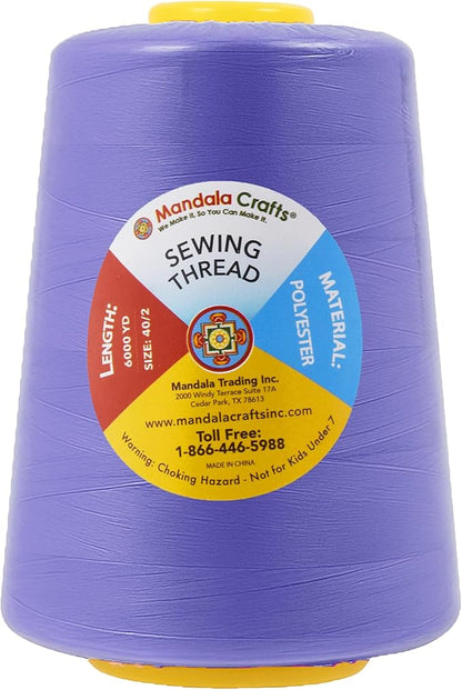 Mandala Crafts 4 Pack of Serger Threads Cones Spools - 40S/2 24000 Yards Polyester Periwinkle Threads for Sergers Machine and Overlock Quilting Sewing Machine