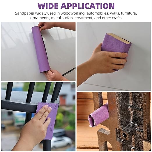Sandpaper 400 Grit 20 PCS, Wet Dry Sanding Sheets 9 x 11 Inch, Purple Alumina Abrasive Sand Paper for Wood, Metal, Drywall, Resin, Automotive Sanding, Polishing, Grinding, by POLIWELL