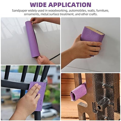 Sandpaper 400 Grit 20 PCS, Wet Dry Sanding Sheets 9 x 11 Inch, Purple Alumina Abrasive Sand Paper for Wood, Metal, Drywall, Resin, Automotive Sanding, Polishing, Grinding, by POLIWELL