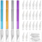 MECCANIXITY 4 Pcs Exacto Knife, Craft Hobby Knife with 40 Exacto Blades(#11) Profession Craft Knives for Crafting, Modeling, Scrapbooking (Purple, Gold, Blue, Silvery)