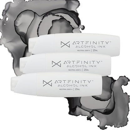 Alcohol Inks 3 Pack - Vibrant, Professional, Dye-Based Alcohol Inks for Artfinity Alcohol Markers, Artists, Drawing, & More! - Neutral Grey 4 NG4