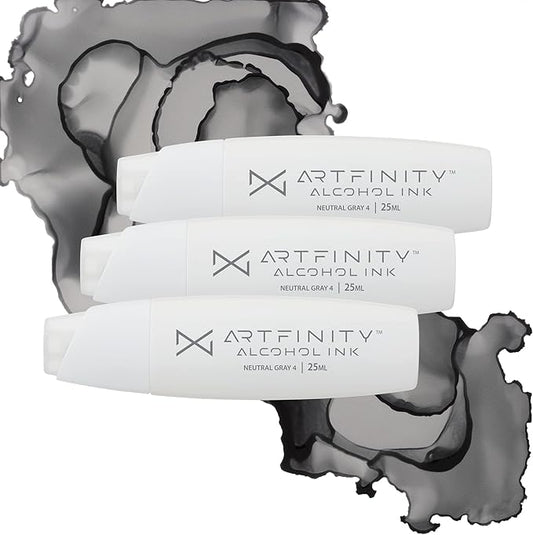 Alcohol Inks 3 Pack - Vibrant, Professional, Dye-Based Alcohol Inks for Artfinity Alcohol Markers, Artists, Drawing, & More! - Neutral Grey 4 NG4