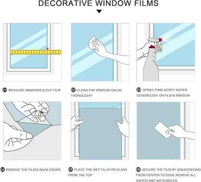 DKTIE Retro Leaves Pattern Two-Way Window Film Privacy Day and Night Window Privacy Film Decorative Stained Glass Window Clings for Birds (S222, 17.7" x 78.7")