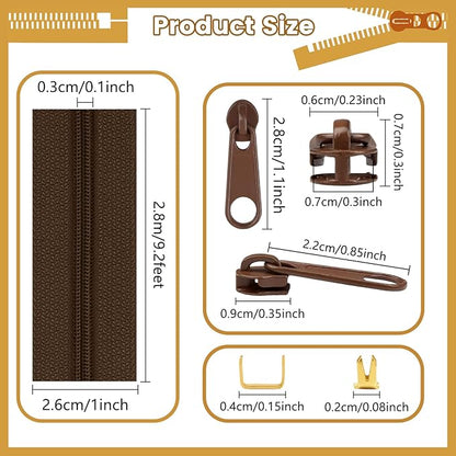DOITEM 3 mm Nylon Endless Zipper Set with Slider - 14 Meter, 12.5 Yard, 5 Colors