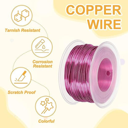 uxcell 18 Gauge / 1mm Anodized Aluminum Wire for Jewelry Craft Making, 102 Feet Bendable Flexible Wire for DIY Home Decor Gardening Sculpture, Rose Red